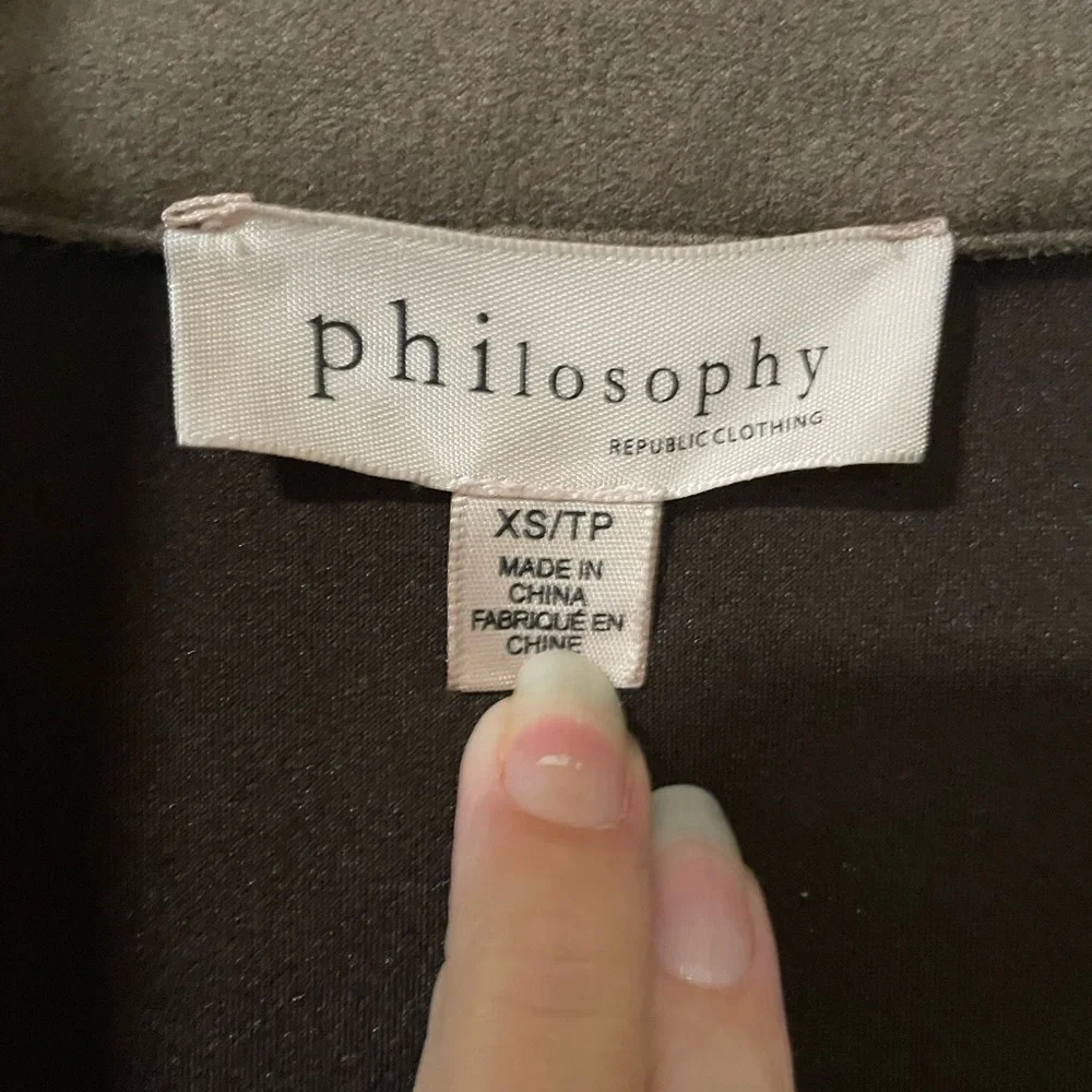 Philosophy Women's Brown Faux Leather Sueded Jacket